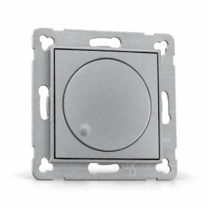 Mechanizm elektronicznego regulatora oświetlenia przyciskowo-obrotowego do współpracy z zasilaczami sterowanymi napięciem 1–10 V Karlik MINI srebrny metalik 7MRO-3