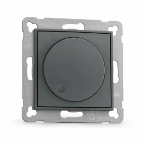 Mechanizm elektronicznego regulatora oświetlenia przyciskowo-obrotowego do współpracy z zasilaczami sterowanymi napięciem 1–10 V Karlik MINI grafitowy mat 28MRO-3