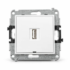 Mechanizm ładowarki USB pojedynczej USB A, 5W max., 5V, 1A, bez pola opisowego Karlik MINI biały MCUSBBO-1
