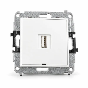 Mechanizm ładowarki USB pojedynczej USB A, 10W max., 5V, 2A, bez pola opisowego Karlik MINI biały MCUSBBO-3