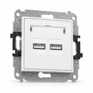 Mechanizm ładowarki USB podwójnej 2xUSB A, 15,5W max., 5V, 3.1A Karlik MINI biały MCUSB-6
