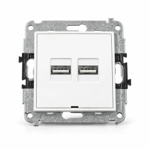 Mechanizm ładowarki USB podwójnej 2xUSB A, 15,5W max., 5V, 3.1A, bez pola opisowego Karlik MINI biały MCUSBBO-6
