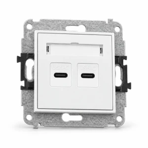 Mechanizm ładowarki USB podwójnej 2xUSB C, 20W max. Karlik MINI biały MCUSB-7