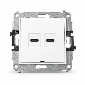 Mechanizm ładowarki USB podwójnej 2xUSB C, 20W max., bez pola opisowego Karlik MINI biały MCUSBBO-7