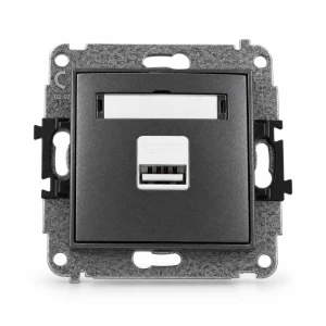 Mechanizm ładowarki USB pojedynczej USB A, 5W max., 5V, 1A Karlik MINI grafitowy 11MCUSB-1