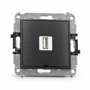 Mechanizm ładowarki USB pojedynczej USB A, 5W max., 5V, 1A, bez pola opisowego Karlik MINI grafitowy 11MCUSBBO-1