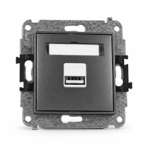 Mechanizm ładowarki USB pojedynczej USB A, 10W max., 5V, 2A Karlik MINI grafitowy 11MCUSB-3