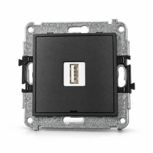 Mechanizm ładowarki USB pojedynczej USB A, 10W max., 5V, 2A, bez pola opisowego Karlik MINI grafitowy 11MCUSBBO-3