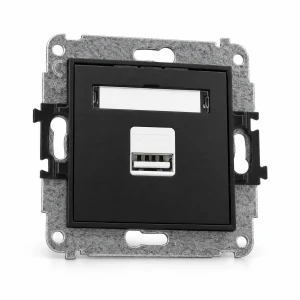 Mechanizm ładowarki USB pojedynczej USB A, 10W max., 5V, 2A Karlik MINI czarny mat 12MCUSB-3