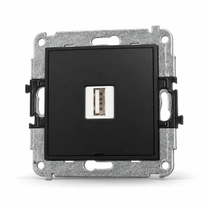 Mechanizm ładowarki USB pojedynczej USB A, 10W max., 5V, 2A, bez pola opisowego Karlik MINI czarny mat 12MCUSBBO-3