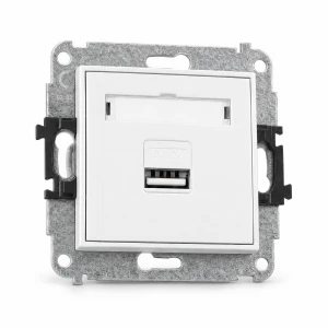 Mechanizm ładowarki USB pojedynczej USB A, 10W max., 5V, 2A Karlik MINI biały mat 25MCUSB-3