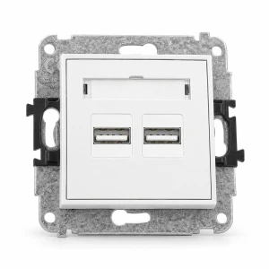 Mechanizm ładowarki USB podwójnej 2xUSB A, 15,5W max., 5V, 3.1A Karlik MINI biały mat 25MCUSB-6