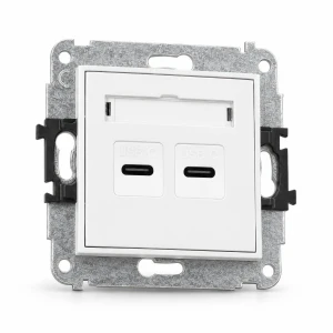 Mechanizm ładowarki USB podwójnej 2xUSB C, 20W max. Karlik MINI biały mat 25MCUSB-7