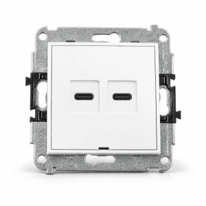 Mechanizm ładowarki USB podwójnej 2xUSB C, 20W max., bez pola opisowego Karlik MINI biały mat 25MCUSBBO-7