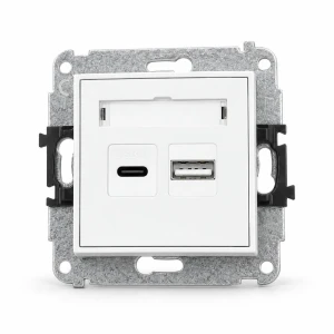 Mechanizm ładowarki USB podwójnej USB C + USB A, 20W max. Karlik MINI biały mat 25MCUSB-8
