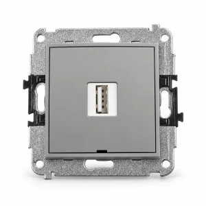 Mechanizm ładowarki USB pojedynczej USB A, 5W max., 5V, 1A, bez pola opisowego Karlik MINI szary mat 27MCUSBBO-1