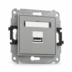 Mechanizm ładowarki USB pojedynczej USB A, 10W max., 5V, 2A Karlik MINI szary mat 27MCUSB-3