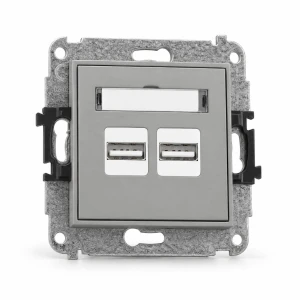 Mechanizm ładowarki USB podwójnej 2xUSB A, 15,5W max., 5V, 3.1A Karlik MINI szary mat 27MCUSB-6