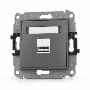 Mechanizm ładowarki USB pojedynczej USB A, 5W max., 5V, 1A Karlik MINI grafitowy mat 28MCUSB-1