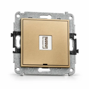 Mechanizm ładowarki USB pojedynczej USB A, 10W max., 5V, 2A, bez pola opisowego Karlik MINI złoty 29MCUSBBO-3