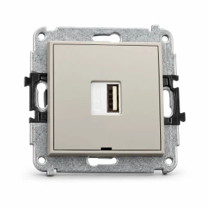 Mechanizm ładowarki USB pojedynczej USB A, 5W max., 5V, 1A, bez pola opisowego Karlik MINI taupe 60MCUSBBO-1