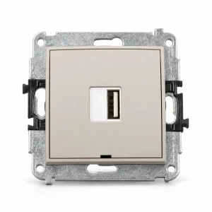 Mechanizm ładowarki USB pojedynczej USB A, 10W max., 5V, 2A, bez pola opisowego Karlik MINI taupe 60MCUSBBO-3
