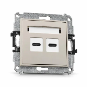 Mechanizm ładowarki USB podwójnej 2xUSB C, 20W max. Karlik MINI taupe 60MCUSB-7