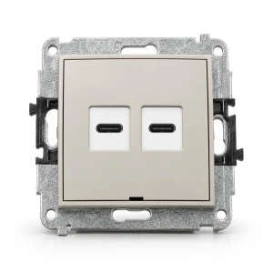 Mechanizm ładowarki USB podwójnej 2xUSB C, 20W max., bez pola opisowego Karlik MINI taupe 60MCUSBBO-7