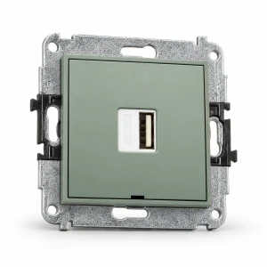 Mechanizm ładowarki USB pojedynczej USB A, 5W max., 5V, 1A, bez pola opisowego Karlik MINI szałwiowy 61MCUSBBO-1