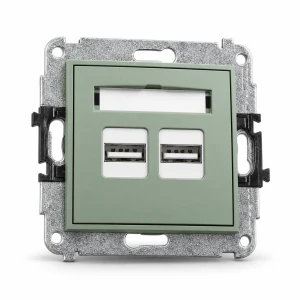 Mechanizm ładowarki USB podwójnej 2xUSB A, 15,5W max., 5V, 3.1A Karlik MINI szałwiowy 61MCUSB-6