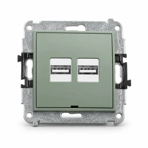 Mechanizm ładowarki USB podwójnej 2xUSB A, 15,5W max., 5V, 3.1A, bez pola opisowego Karlik MINI szałwiowy 61MCUSBBO-6