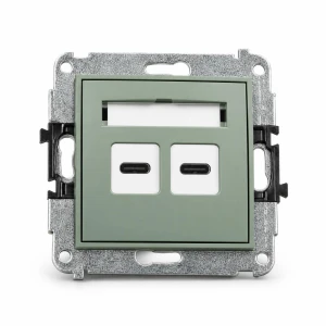 Mechanizm ładowarki USB podwójnej 2xUSB C, 20W max. Karlik MINI szałwiowy 61MCUSB-7