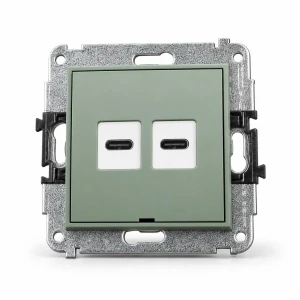Mechanizm ładowarki USB podwójnej 2xUSB C, 20W max., bez pola opisowego Karlik MINI szałwiowy 61MCUSBBO-7