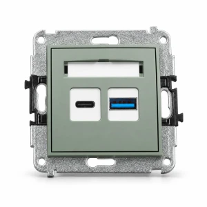Mechanizm ładowarki USB podwójnej USB C + USB A, 20W max. Karlik MINI szałwiowy 61MCUSB-8