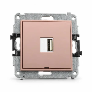 Mechanizm ładowarki USB pojedynczej USB A, 10W max., 5V, 2A, bez pola opisowego Karlik MINI łososiowy 62MCUSBBO-3