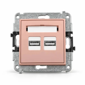 Mechanizm ładowarki USB podwójnej 2xUSB A, 15,5W max., 5V, 3.1A Karlik MINI łososiowy 62MCUSB-6