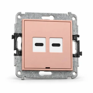 Mechanizm ładowarki USB podwójnej 2xUSB C, 20W max., bez pola opisowego Karlik MINI łososiowy 62MCUSBBO-7