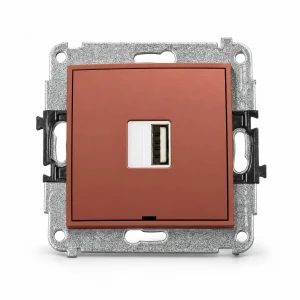 Mechanizm ładowarki USB pojedynczej USB A, 10W max., 5V, 2A, bez pola opisowego Karlik MINI terakota 63MCUSBBO-3
