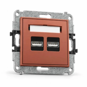 Mechanizm ładowarki USB podwójnej 2xUSB A, 15,5W max., 5V, 3.1A Karlik MINI terakota 63MCUSB-6