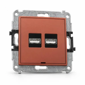 Mechanizm ładowarki USB podwójnej 2xUSB A, 15,5W max., 5V, 3.1A, bez pola opisowego Karlik MINI terakota 63MCUSBBO-6