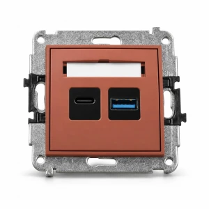 Mechanizm ładowarki USB podwójnej USB C + USB A, 20W max. Karlik MINI terakota 63MCUSB-8