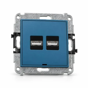 Mechanizm ładowarki USB podwójnej 2xUSB A, 15,5W max., 5V, 3.1A, bez pola opisowego Karlik MINI navy blue 64MCUSBBO-6