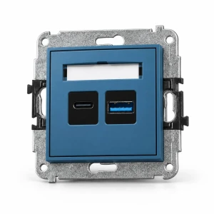 Mechanizm ładowarki USB podwójnej USB C + USB A, 20W max. Karlik MINI navy blue 64MCUSB-8