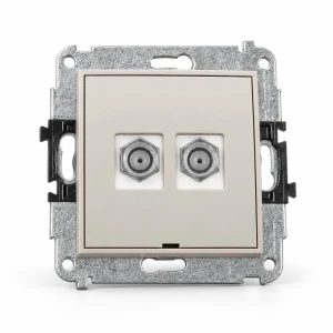 Mechanizm gniazda antenowego podwójnego typu F (SAT) niklowany, bez pola opisowego Karlik MINI taupe 60MGFBO-2