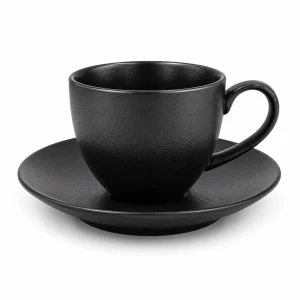 Filiżanka ze spodkiem czarna Bogucice Terra Black porcelana 300 ml