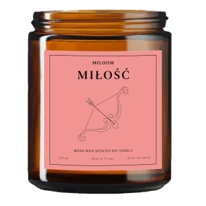 Miloom Świeca Sojowa Zapachowa Drewniany Knot Miłość Wegańska 230ml