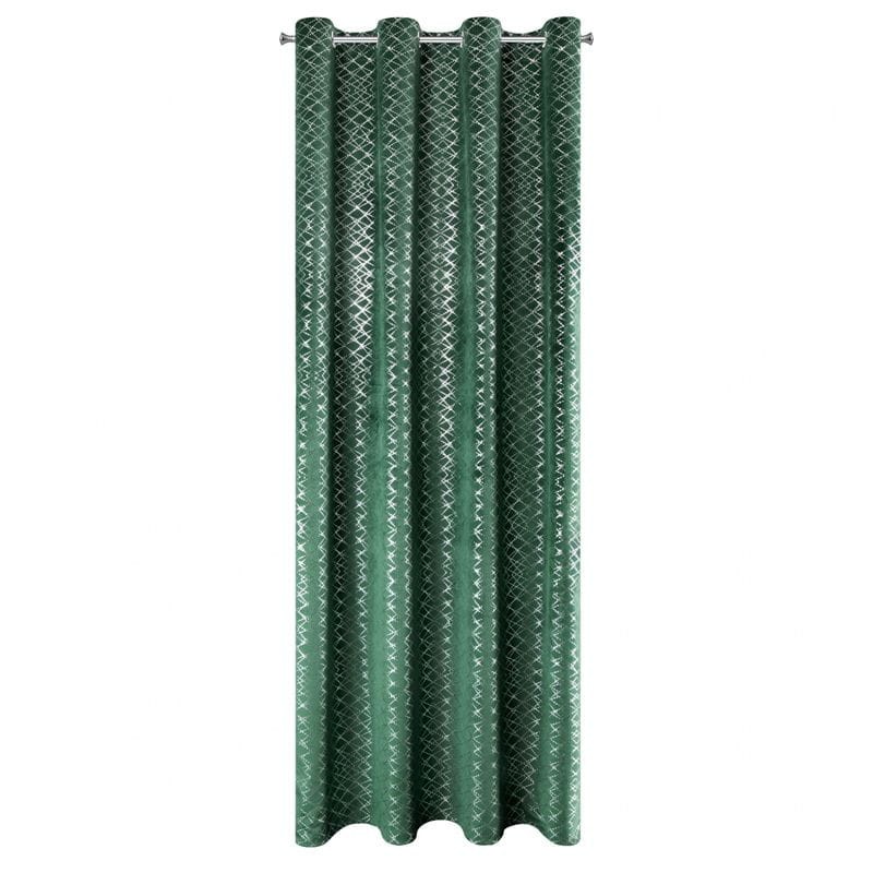 Zasłona zielona welwet srebrny nadruk 140X250 CM