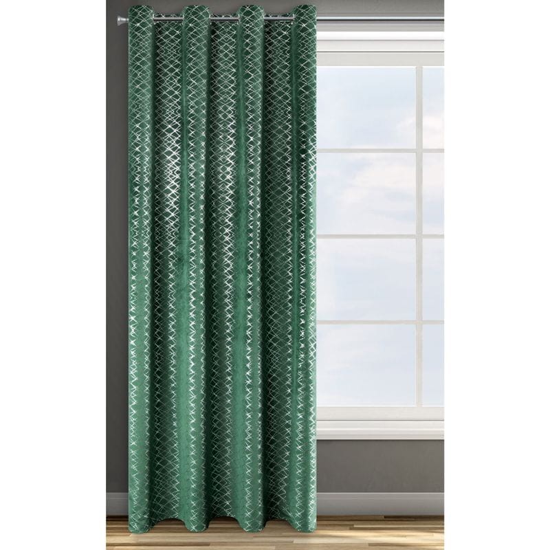 Zasłona zielona welwet srebrny nadruk 140X250 CM