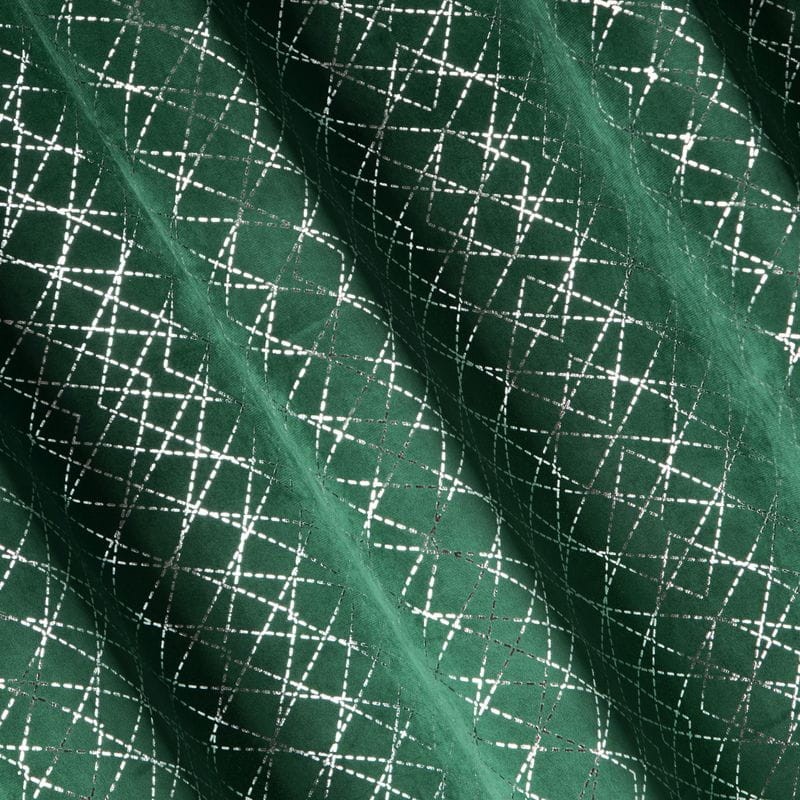 Zasłona zielona welwet srebrny nadruk 140X250 CM