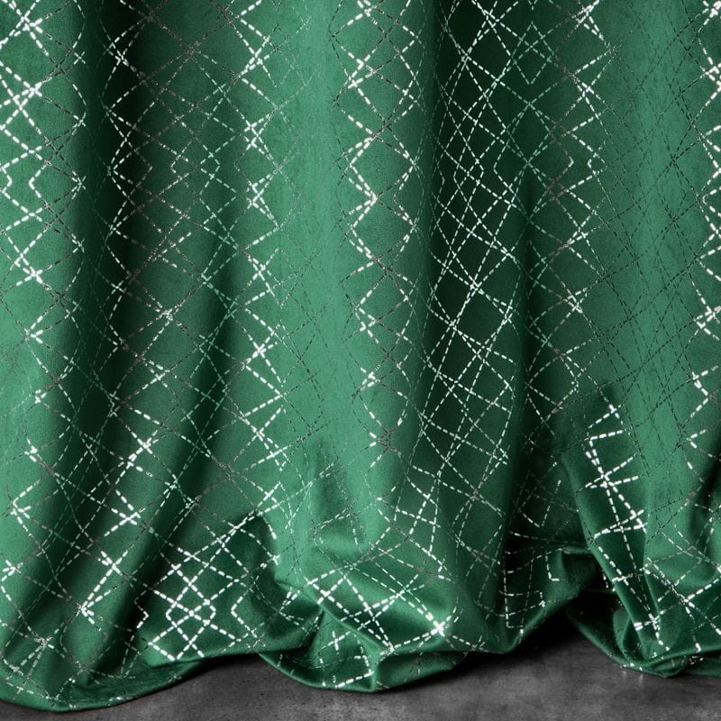 Zasłona zielona welwet srebrny nadruk 140X250 CM